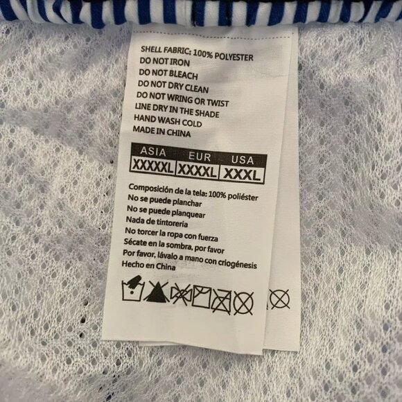 SILKWORLD Striped Swim Trunks Shorts Size 3XL Blue White 3 Pockets Quick Dry - Picture 7 of 9